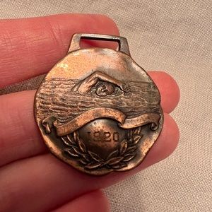Antique 1920 copper bronze Cleveland swimming medal vintage sports athletics